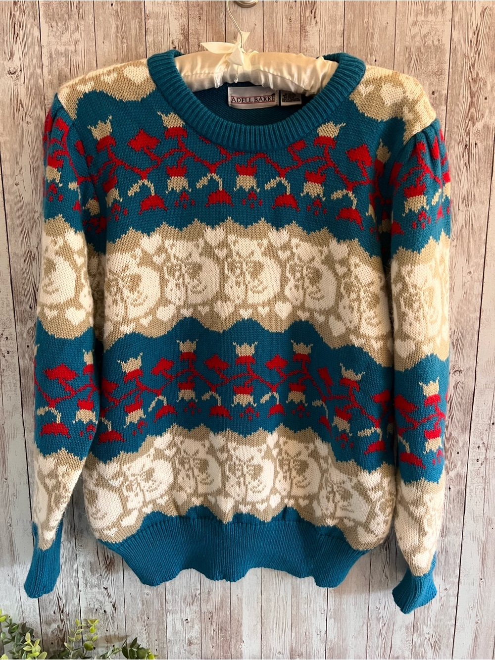 Vintage Cat Print Cat Lady Puff Sleeve Sweater 90’s Large